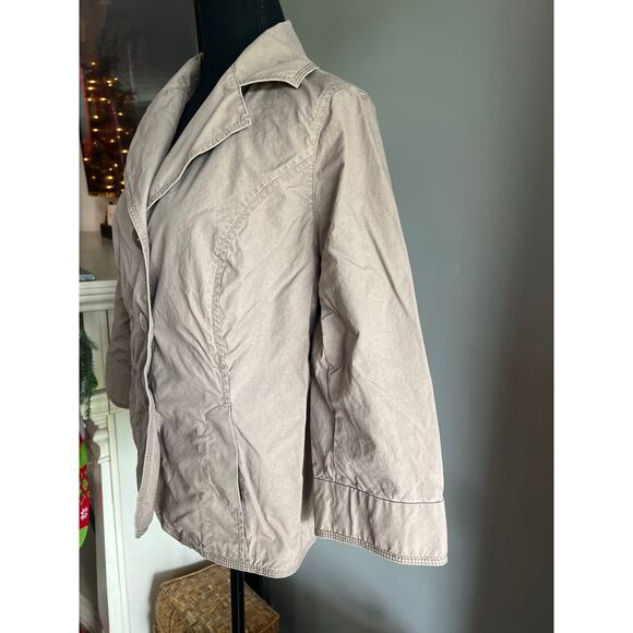 Sigrid Olsen Taupe tan button front blazer jacket pockets lightweight plus 14 - Picture 3 of 8